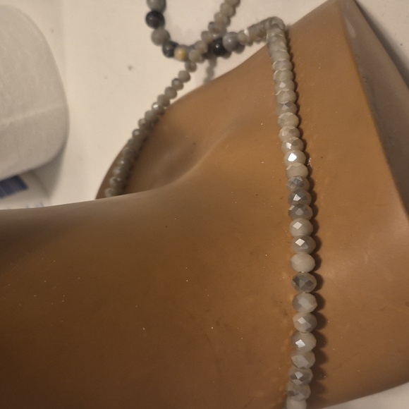 Vintage Picasso Jasper & natural faceted Agate Rondelle Beaded Long Necklace - Picture 5 of 16